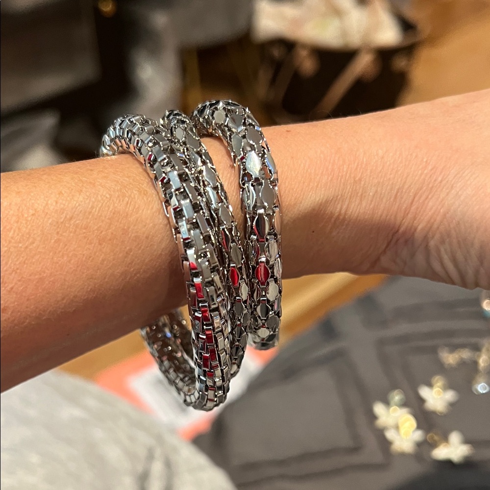Chic Silver and Red Women's Bracelet